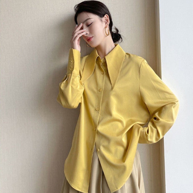 Áo Sơ Mi Mỏng Tay Dài Cổ Cao Thời Trang Hàn Quốc 19005