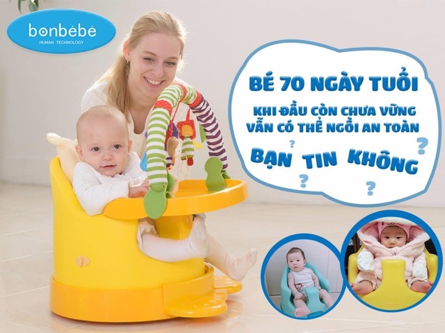 Ghế Ăn Dặm BONBEBE ♥️ FREESHIP ♥️ Số 1 Hàn Quốc Có Bánh Xe, Đạt Chuẩn FDA Hoa Kỳ