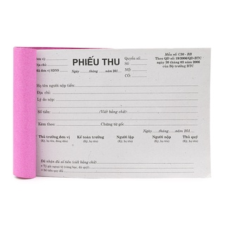 Phiếu thu A5 2 liên, 3 liên (13x19cm)