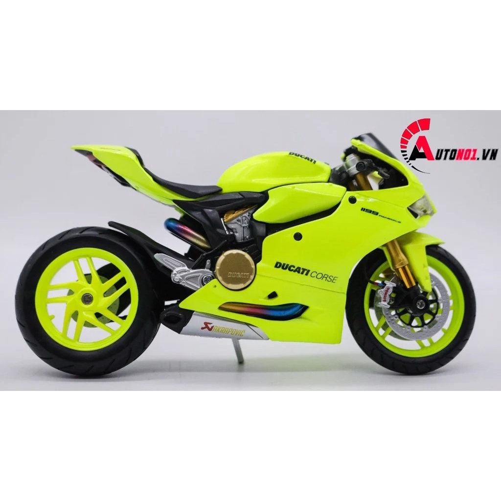 MÔ HÌNH XE DUCATI 1199 GREEN NEON ĐỘ MÂM TỈ LỆ 1:12 AUTONO1 D178