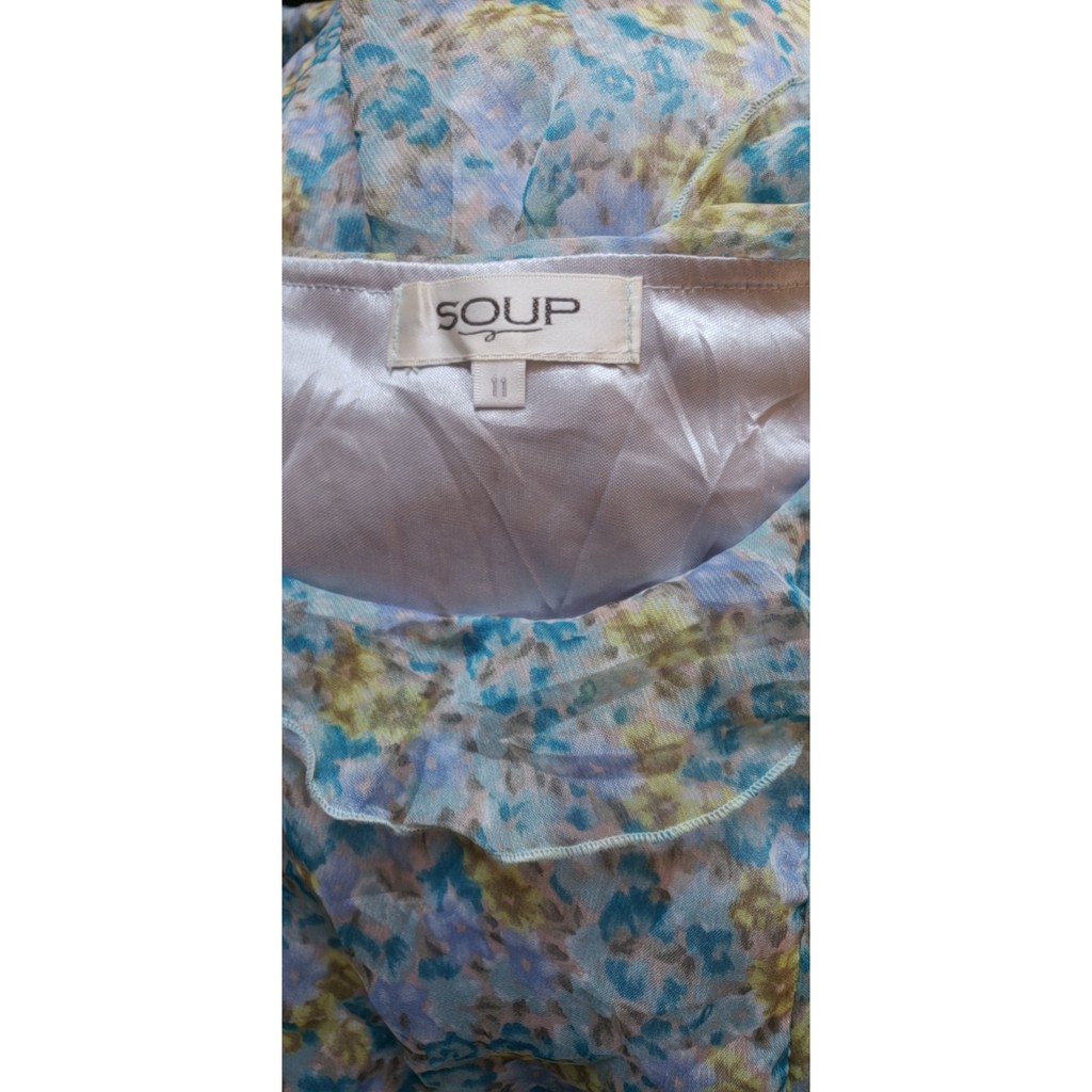 Đầm hoa voan vintage Nhật secondhand thun bo hông, có lót, cổ bèo nhẹ nhàng mới 98% [Collec 3]