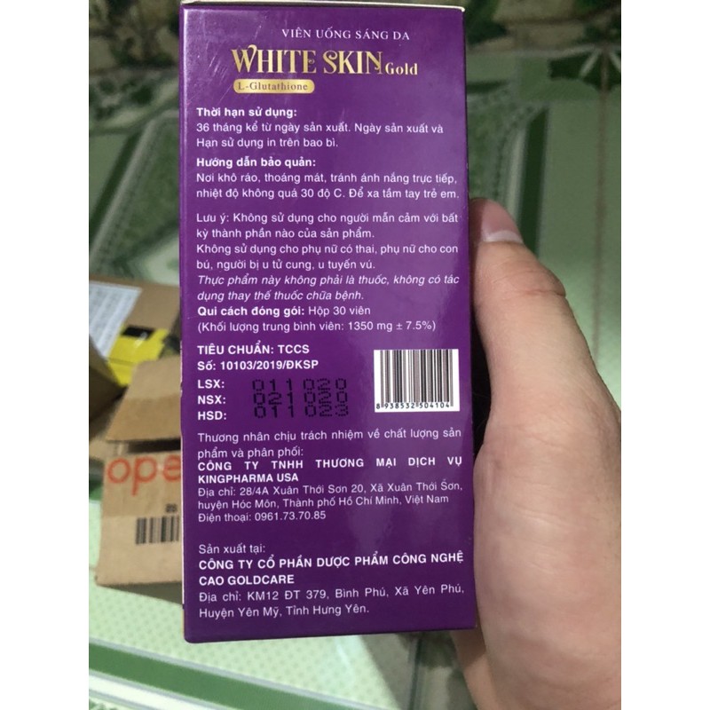 Viên Uống sáng da white Skin gold,hàng Việt Nam,tem dán đầy đủ,hạn dùng 3 năm, hiệu quả cải thiện theo thời gian