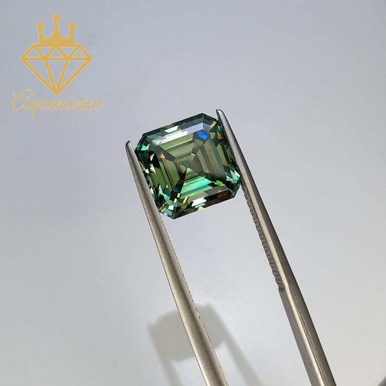 Kim cương nhân tạo Moissanite Asscher Green