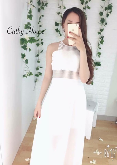 Đầm maxi trắng ren thun co dãn phối voan, vải đẹp, y hình mình tự chụp | BigBuy360 - bigbuy360.vn