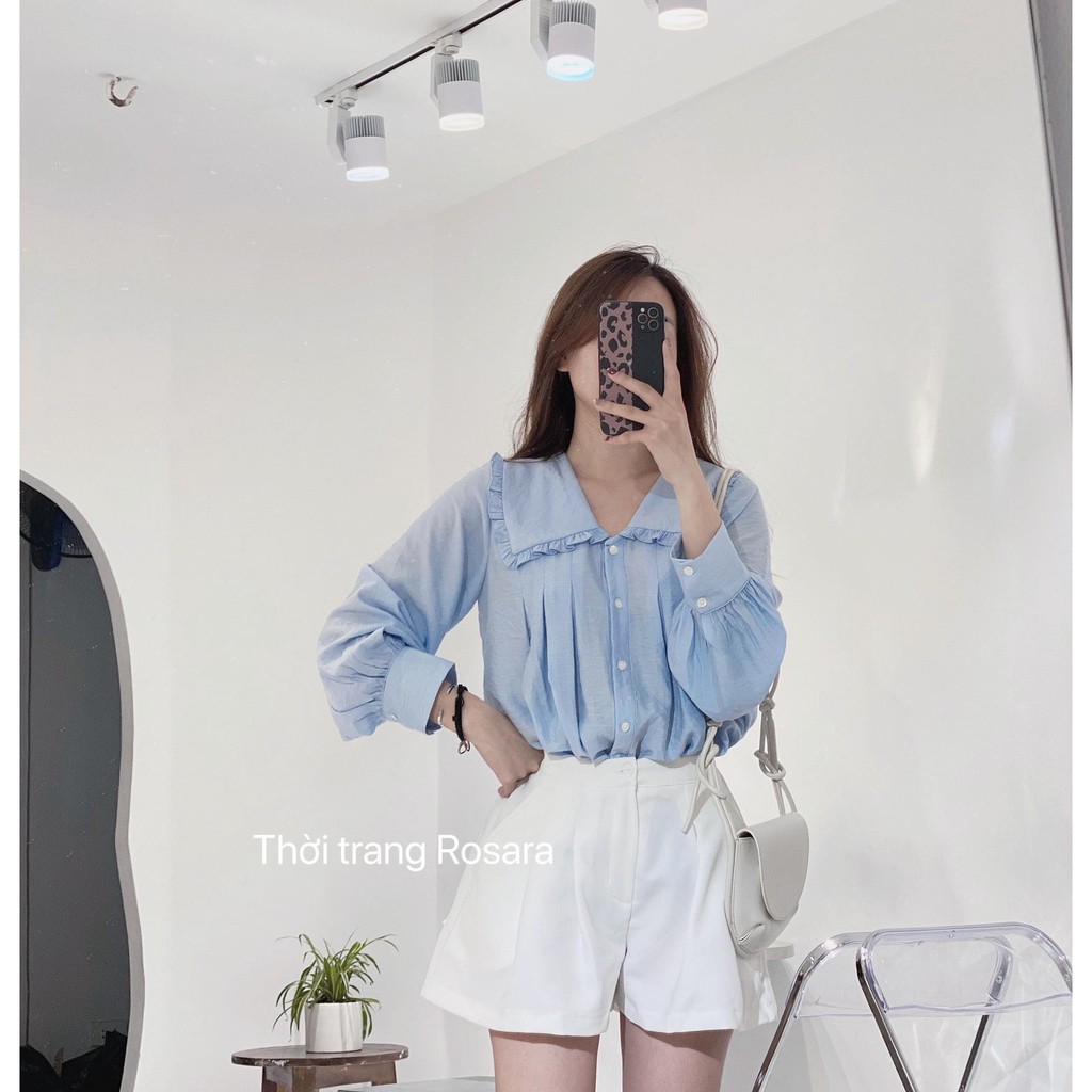 Quần shorts nữ giả váy thời trang thiết kế nữ ống rộng cạp chun sau Rosara SP98