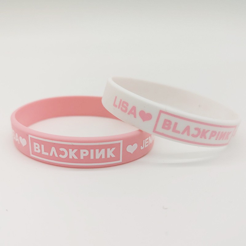 Vòng tay Blackpink cao su Lisa Jisoo Jennie Rose trắng hồng