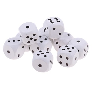 10 Pieces Wooden Dice D6 Dotted Dice for D&D TRPG MTG Board Game Toy White