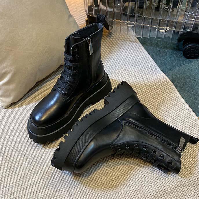 Giày Boot Đế Dày Tăng Chiều Cao Lót Nhung Thời Trang Thu Đông 2022 Mới Phong Cách Anh Quốc Cho Nữ