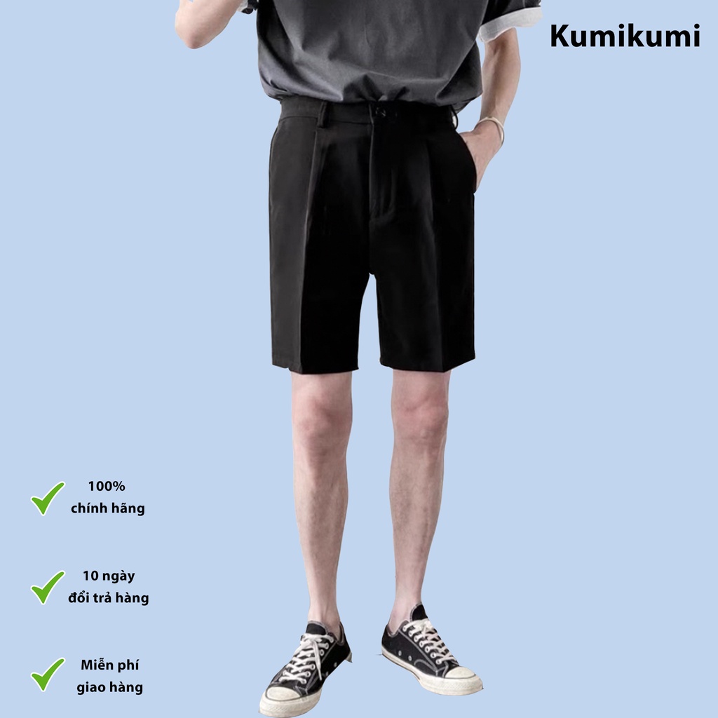 Quần short nam dáng âu Kmv5 chất tuyết mưa cạp chun co giãn, quần ngố nam dáng sooc ống suông phong cách Hàn Quốc