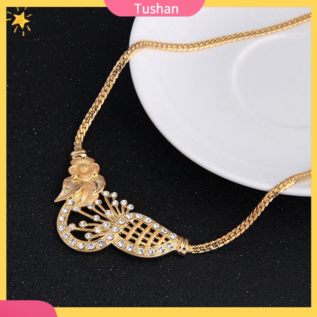 Bộ trang sức nữ mạ vàng và vòng cổ nhẫn bông tai vòng tay nhẫn sang trọng