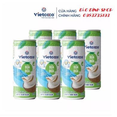 COMBO 6 LON SỮA DỪA VIETCOCO 240ML (Date mới)