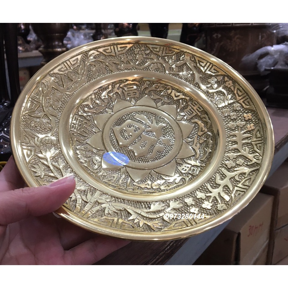 Mâm bồng , mâm ngũ quả bằng đồng màu vàng bóng cỡ 20cm
