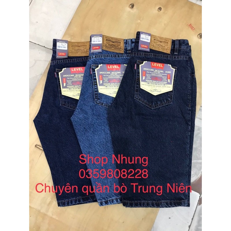Quần Short Jean Nam Trung Niên Dáng Suông, Ống Rộng Ảnh Thật