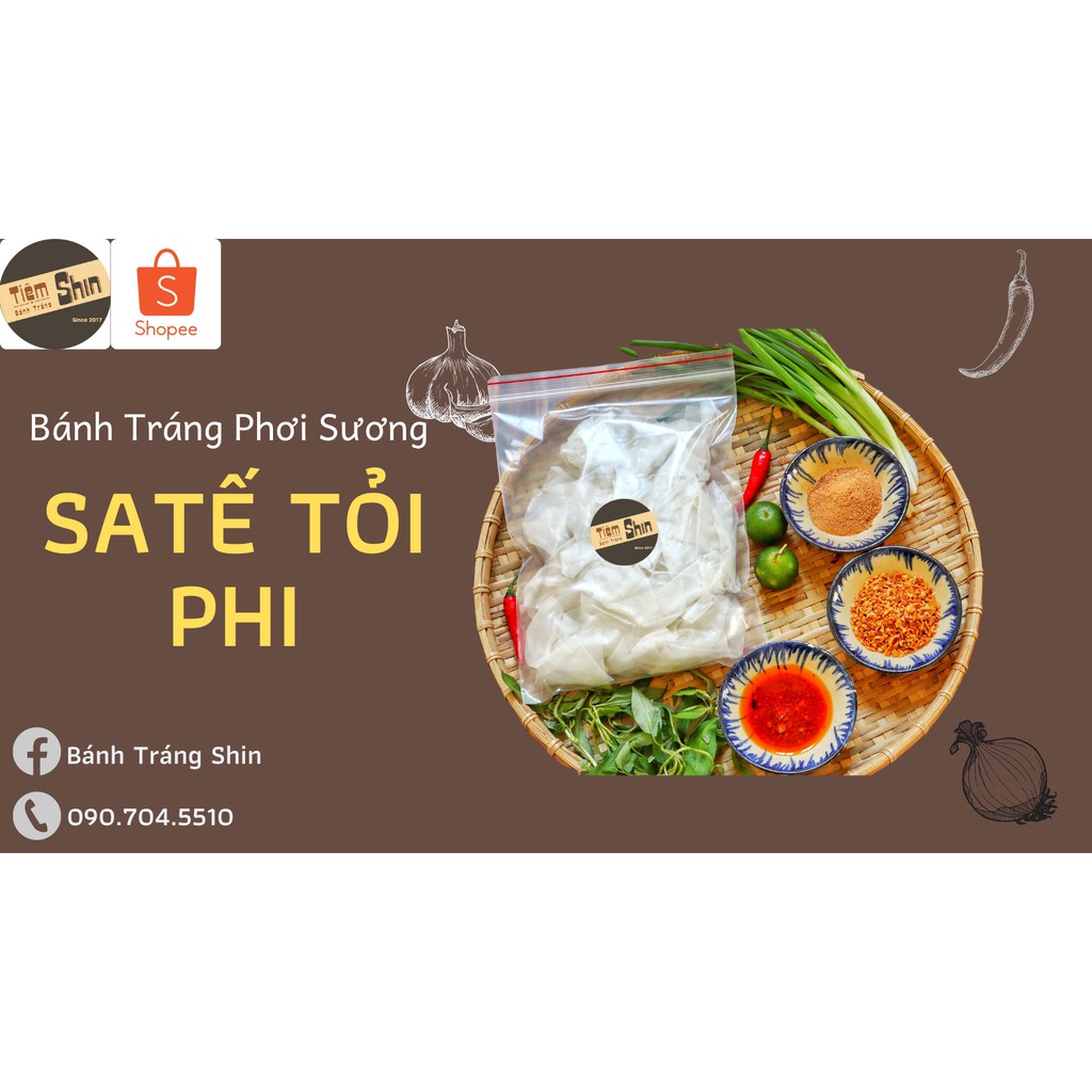 Bánh Tráng Shin Phơi Sương Satế Muối Hành Tỏi Phi Tắc túi Zip L