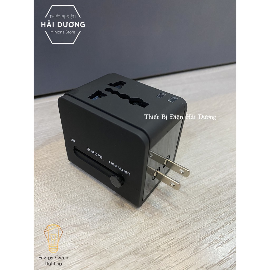 Ổ cắm điện quốc tế du lịch đa năng OC-122 2 cổng USB Travel AC Adapter - Có Video - BH 1 năm - Energy Green Lighting