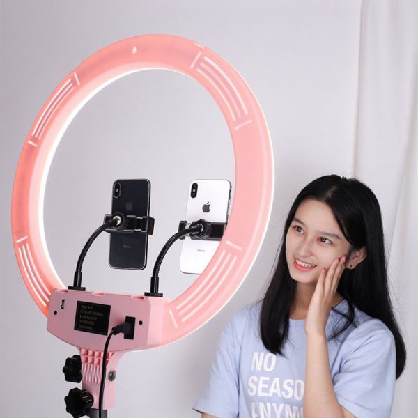 Đèn Led Livestream 45cm Bán Hàng Make Up Chụp Ảnh Sản Phẩm Kèm Giá Đỡ 2m1 Và 3 Kẹp Điện Thoại