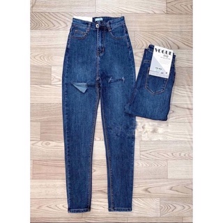 Quần bigsize rách lưng siêu cao - co giãn mạnh - quần skinny lưng cao