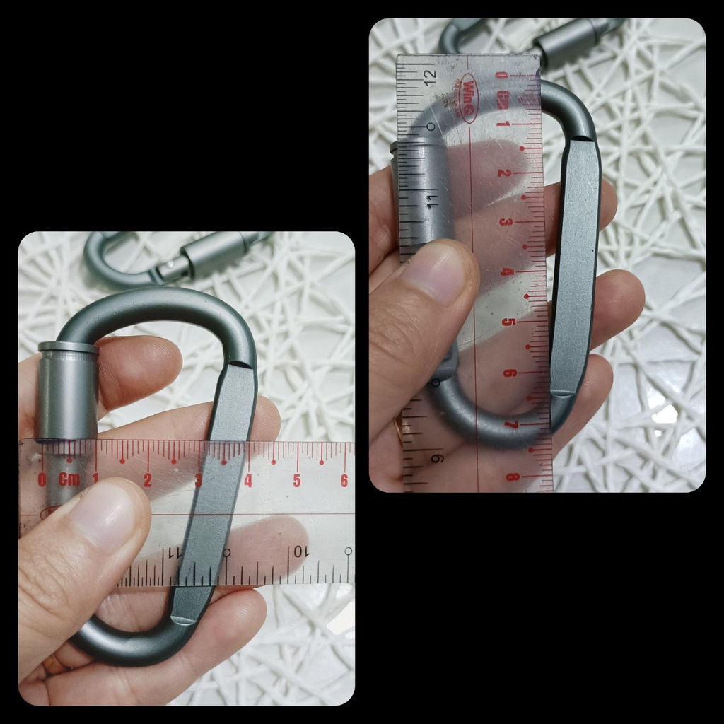 Móc Chìa Khóa Chữ D Có Khóa Vặn Bằng Nhôm Màu Bạc