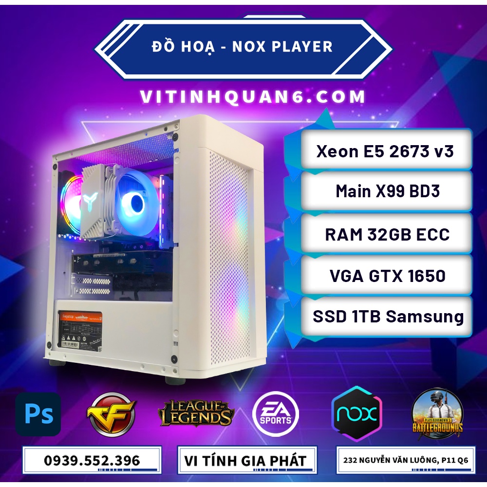 Máy PC E5 2673 V3 CHẠY TRÊN 10 NOXPLAYER, RENDER, ĐỒ HOẠ NẶNG