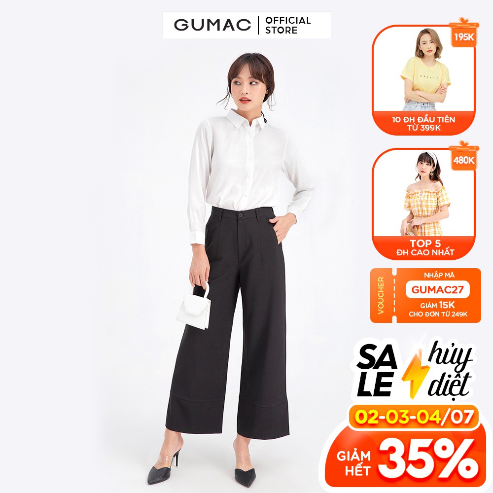 [Mã WABRGU72 giảm 10% tối đa 50k đơn 250k] Quần tây nữ xếp ly ống rộng GUMAC QB663 | BigBuy360 - bigbuy360.vn