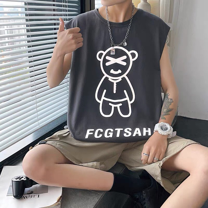 Áo tanktop unisex dưới 68kg chất thun tabistore - Gấu phản quang