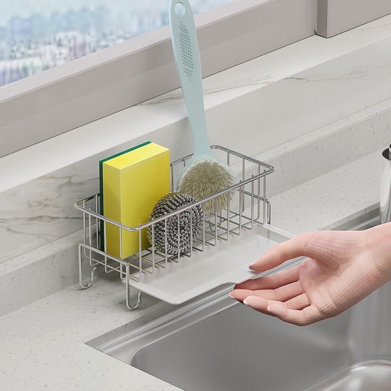 Kệ INOX đựng đồ rửa chén Kèm giá đỡ nhựa siêu tiện lợi