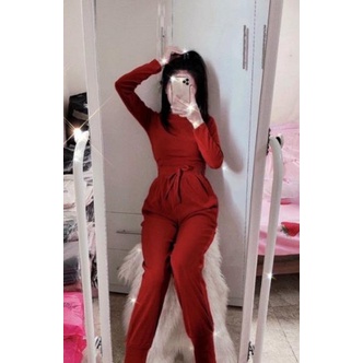 TBL-Set bộ thể thao áo tay dài croptop quần ống bo thun cực mịn đỏ đen nude cam xám