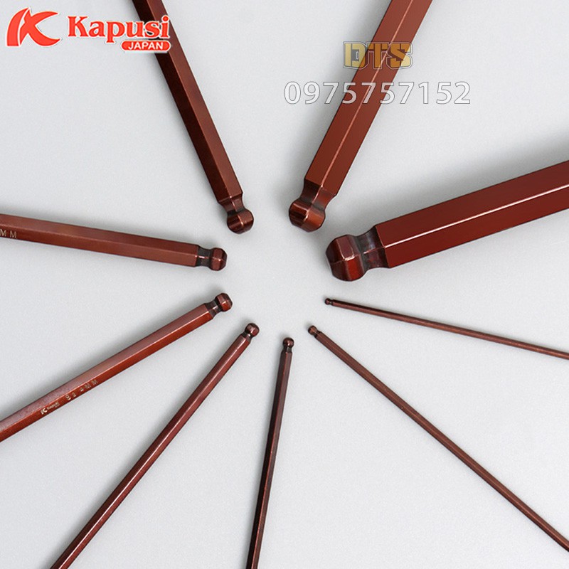 Lục giác đầu bi Nhật Kapusi Japan, thép S2 cao cấp siêu cứng, mômen xoắn mạnh, chìa vặn lục giác chữ L nhiều kích thước