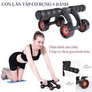 Con Lăn Tập Bụng 4 Bánh, Dụng Cụ Tập Cơ Bụng Giảm Eo Tại Nhà Tặng kèm thảm xốp gối