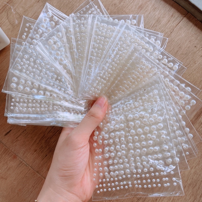 [Combo Nhiều Vỉ] Đá Đính Tóc Có Sẵn Keo Dán 100 Viên/ 1 Vỉ, Đá Trang Điểm