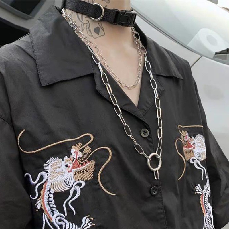 Hip-hop Style Double Chain Alloy Necklace Fashion Jewelry