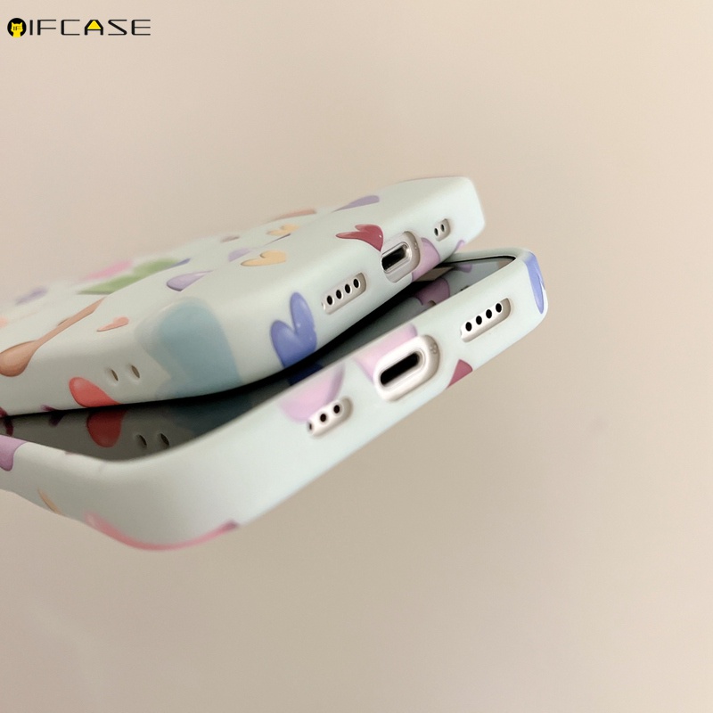 Ốp Điện Thoại Silicon Mềm Họa Tiết Trái Tim Nhiều Màu Sắc Cho iPhone 13 12 11 Pro Max XS Max XR X