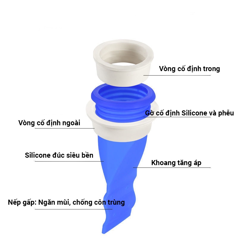 Bộ phụ kiện ngăn mùi hôi chặn côn trùng chất liệu silicone dùng cho lỗ thoát sàn nhà vệ sinh, ống thoát nước
