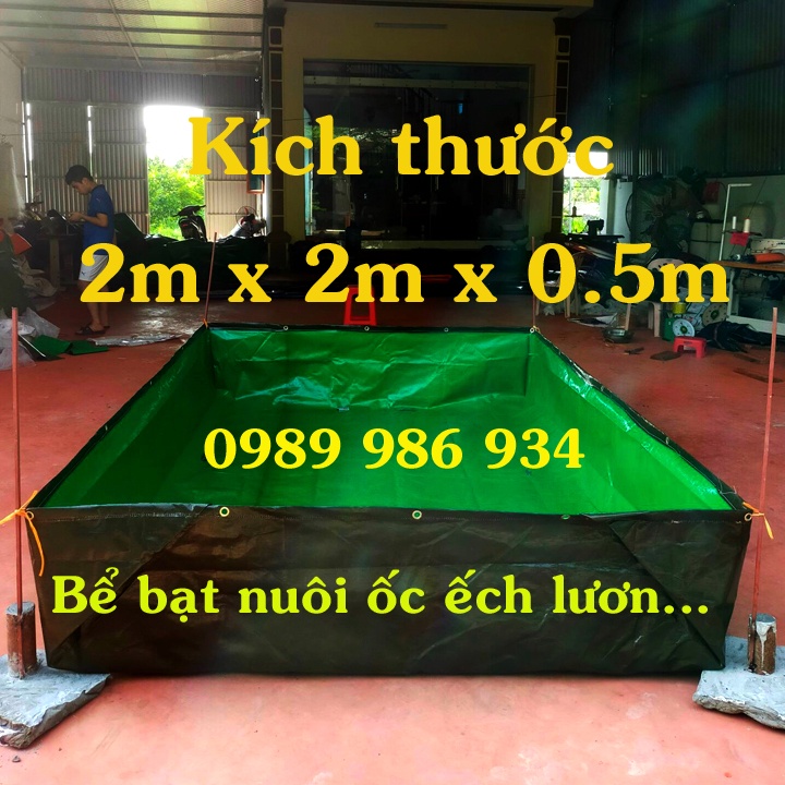 Bể bạt nuôi ốc lươn cua cá kích thước 2m x 2m x 0,5m loại bạt bộ đội dày dai bền