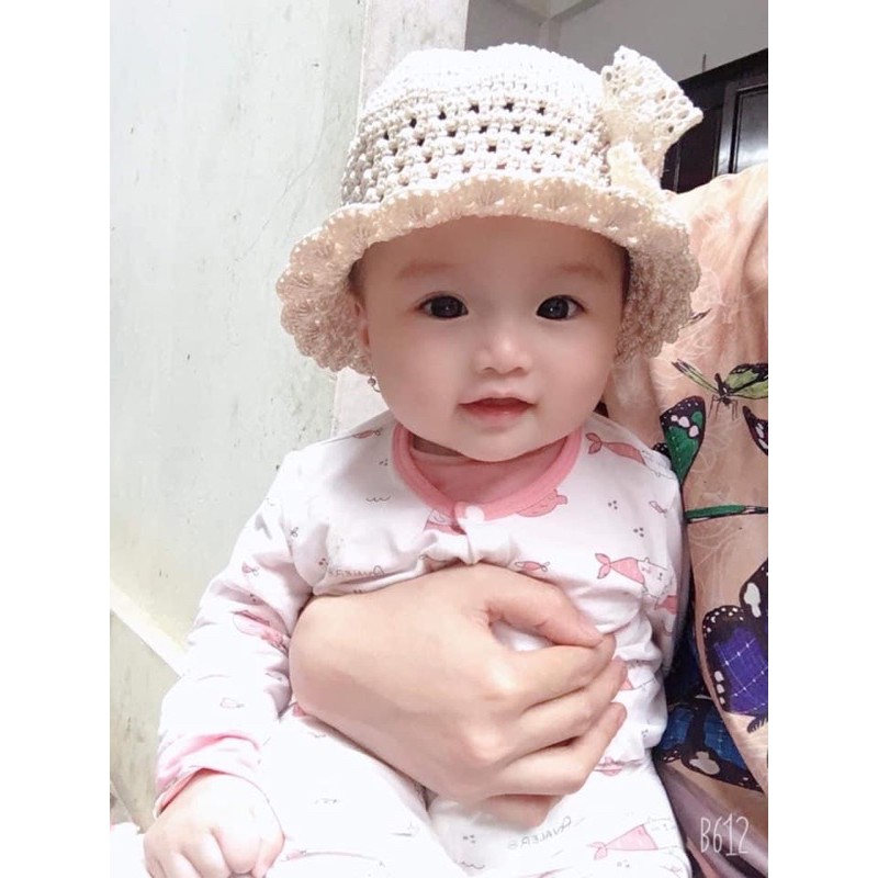 mũ cói bé gái ( đính hoa xinh xinh)