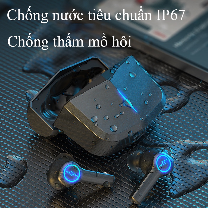 Tai nghe bluetooth có mic Lightning TWS-02, Độ trễ cực thấp, Bass siêu trầm, Đèn led bắt mắt, Chống ồn, Pin trâu