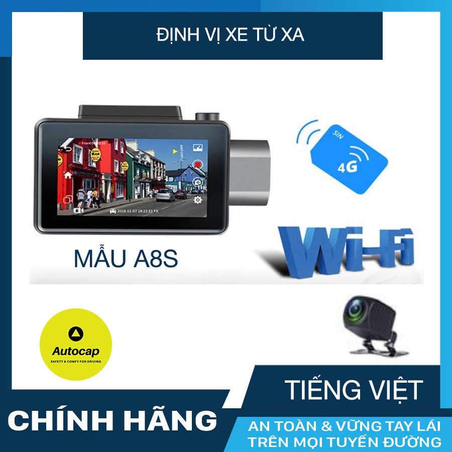 Camera hành trình A8s CARCAM định vị xe ô tô từ xa có dẫn đường + thẻ nhớ 64/128 GB kèm sim 4G | BigBuy360 - bigbuy360.vn