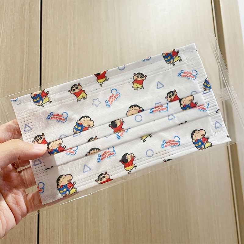 Bộ 10 Khẩu Trang 3 Lớp Họa Tiết Shin-chan Xinh Xắn Dành Cho Nam Và Nữ