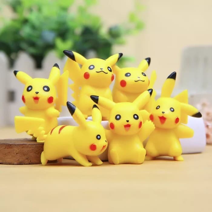 Set 6 Pikachu nhựa trang trí bánh kem, phụ kiện sinh nhật, đồ chơi cho bé, trưng bày