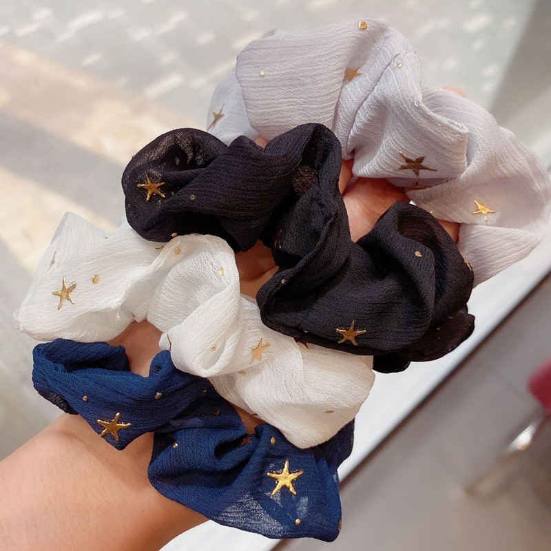 cột tóc Scrunchie vải voan hình sao