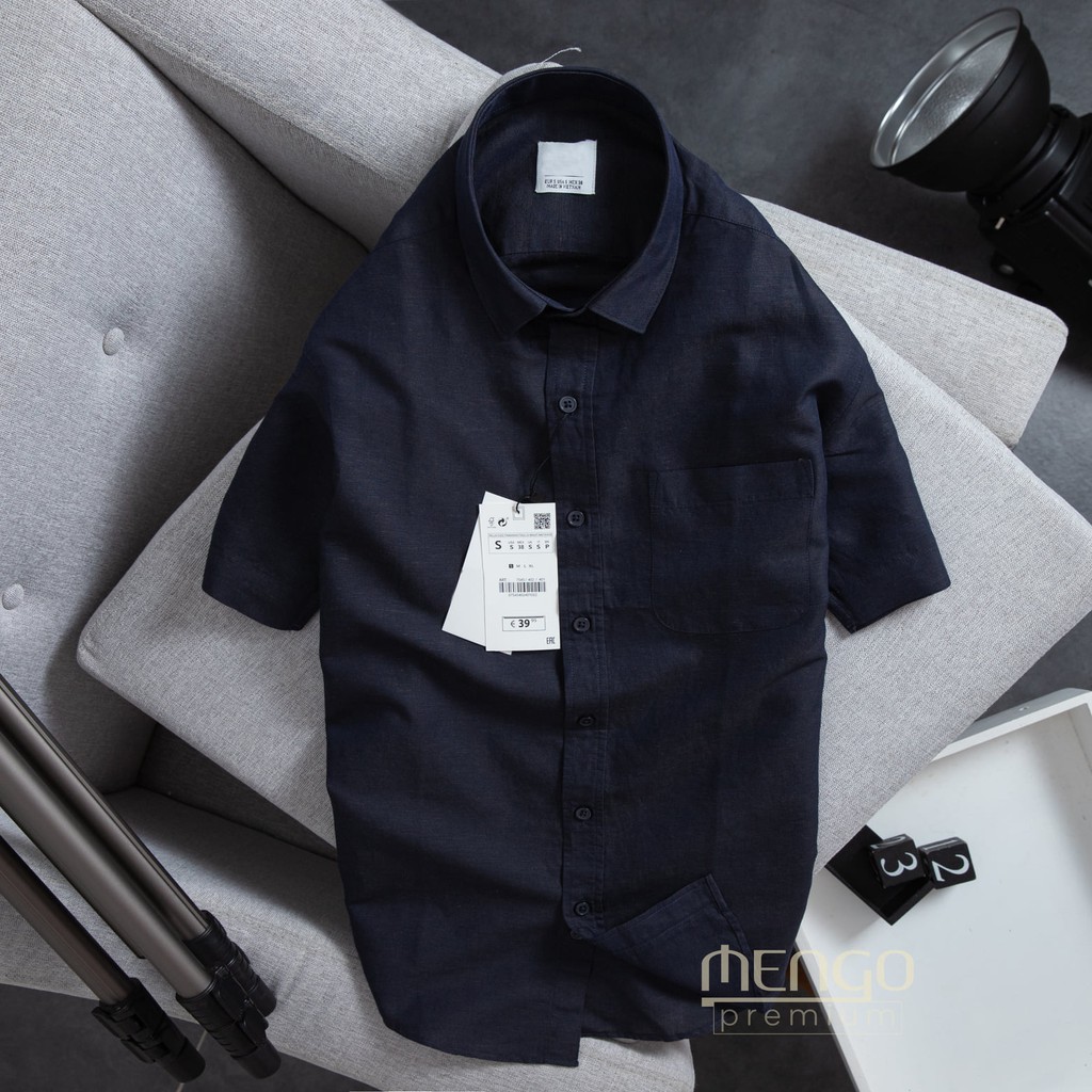Áo sơ mi linen Z.Ra mềm mịn xanh biển, xanh đen, trắng, kem - MENGO | BigBuy360 - bigbuy360.vn