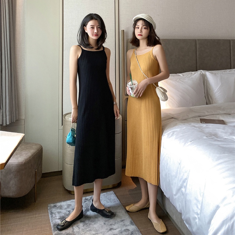 Đầm Hai Dây Form Ôm Dài JINNY Dệt Kim Gợi Cảm Thoải Mái cho Nữ