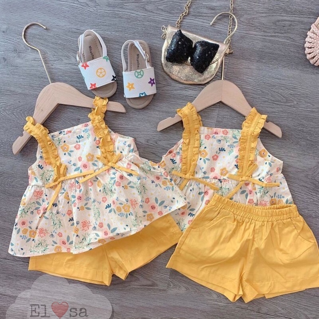 🌈 BỘ THÔ HOA NHÍ 2 MÀU Chất Đũi Mềm Cho Bé Đi Chơi, Đi Học