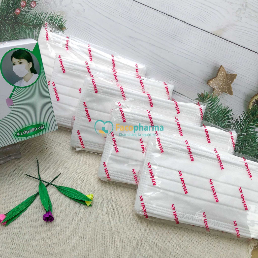 Khẩu trang y tế 4 lớp kháng khuẩn cao cấp Hộp 50 cái Khánh An