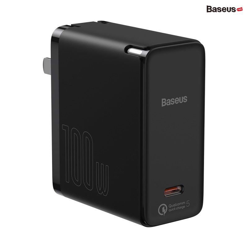 Củ sạc công suất cao 1 cổng C Baseus GaN2 100W (Tặng kèm cáp C sang C 100W 1.5M)