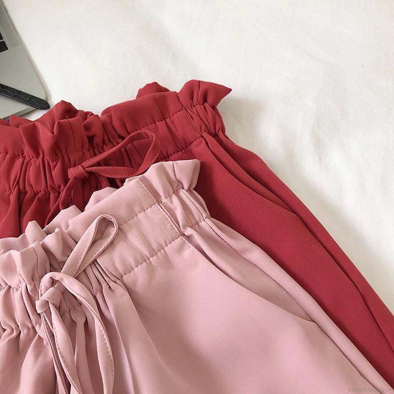 Quần short nữ ống rộng lưng cao