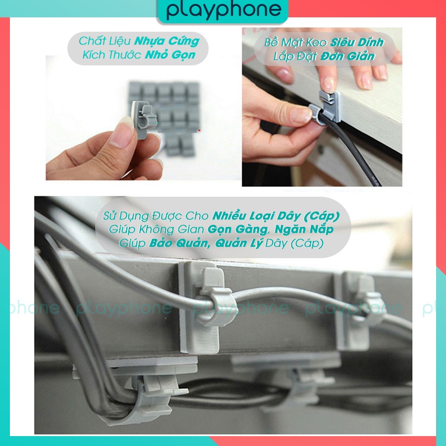 Kẹp Giữ Dây Cáp Sạc, Dây Điện Keo Dán Siêu Chắc Playphone 200816