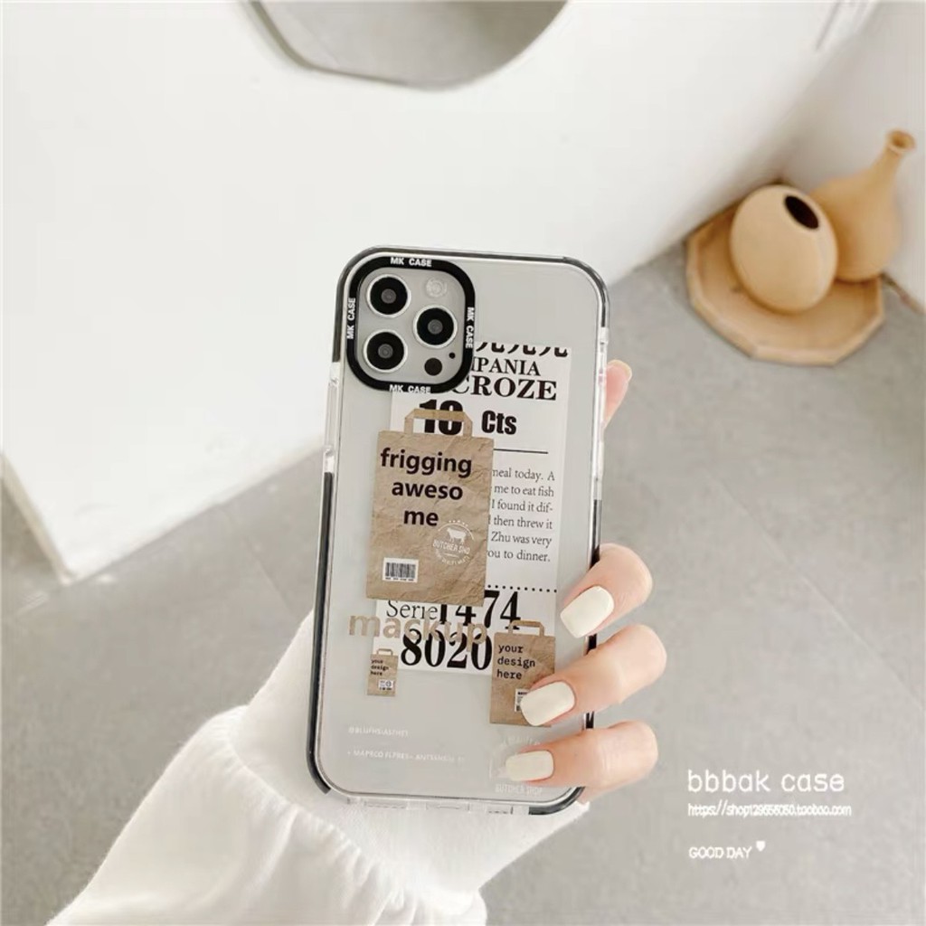 Ốp Lưng iPhone Silicon Trong Suốt Hình Sticker Tờ Báo Cute Iphone 6 6 plus 7 plus 8 plus x xs max 11 pro max 12 12promax