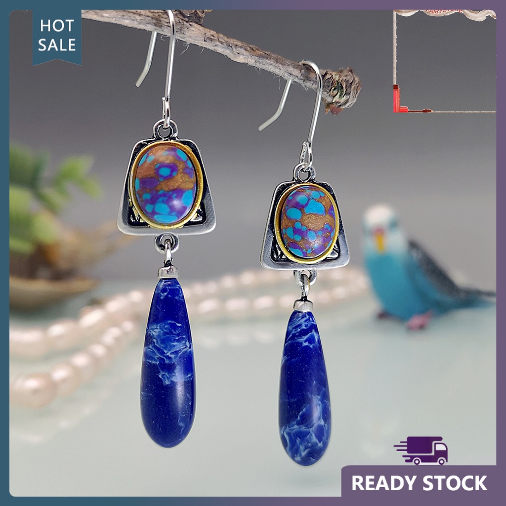 1 Đôi Bông Tai Đính Đá Xanh Nhân Tạo Trọng Lượng Nhẹ Dành Cho Nữ