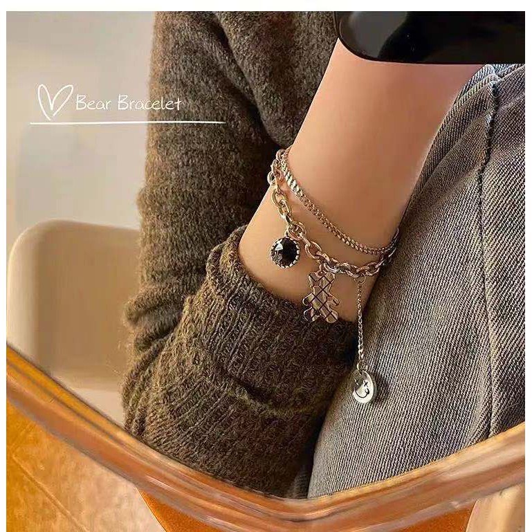 Vòng tay 2 tầng gấu style cá tính mẫu mới